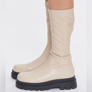 Faux leather calf boots